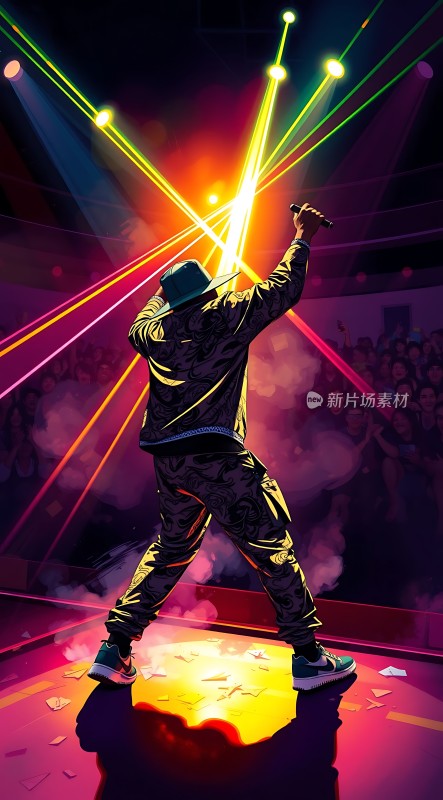 舞台上的炫目灯光与活力四射的表演者