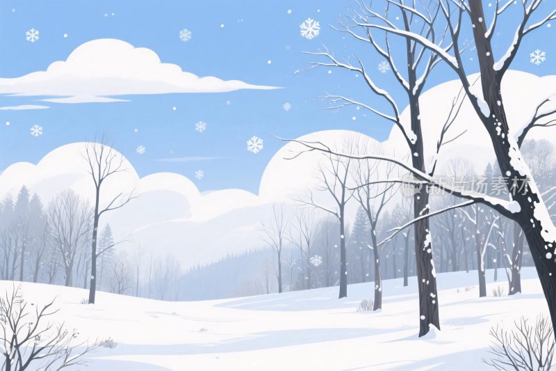 冬日雪景插画