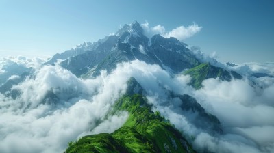 春天山川山林的自然风光航拍