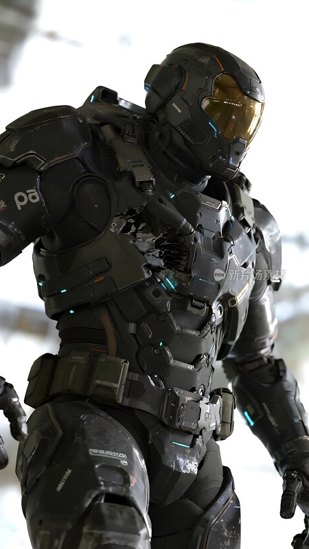 未来战士黑色机甲科技感十足