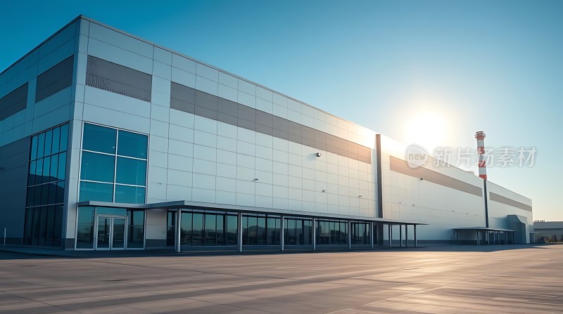 现代建筑外观阳光下的玻璃幕墙设计