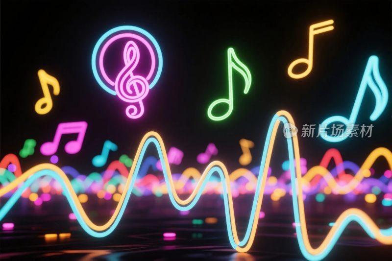 霓虹音乐符号插画
