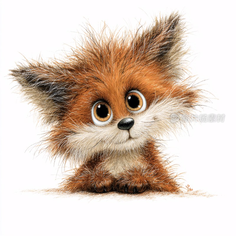 可爱毛茸茸小狐狸插画
