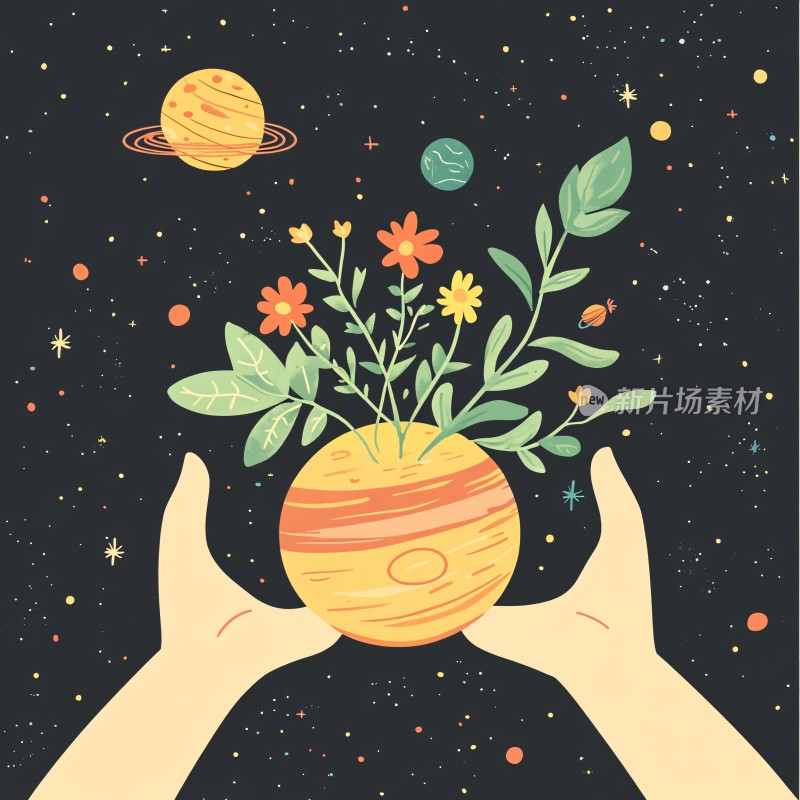 花星球花星球宇宙卡通插画