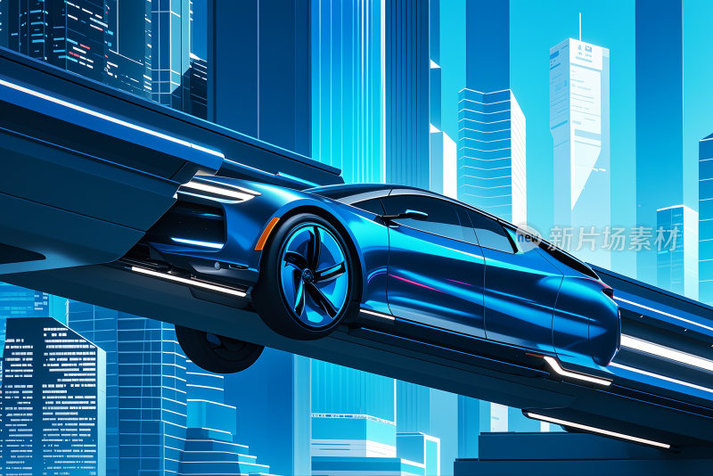 未来科技新能源汽车蓝色背景科技汽车