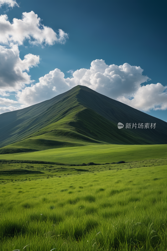 草地一座高山清风景图片