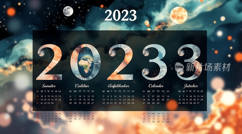 2023年日历宇宙与地球的结合