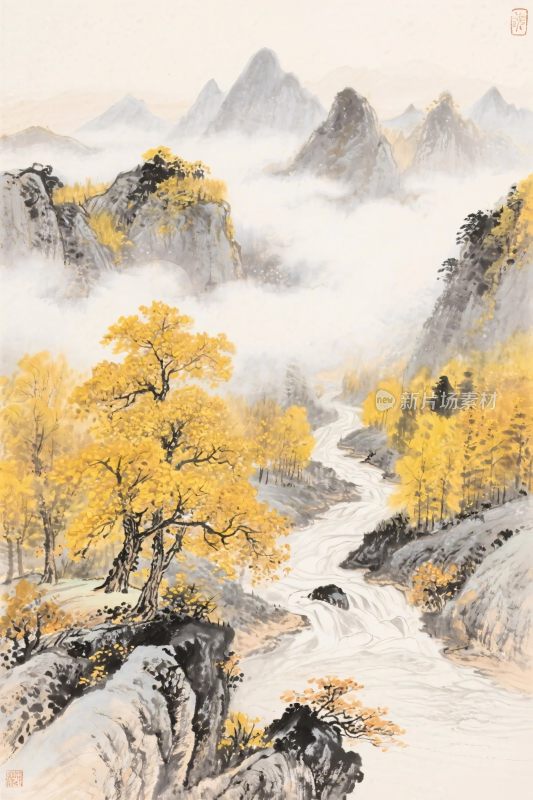 山水云雾风景国画