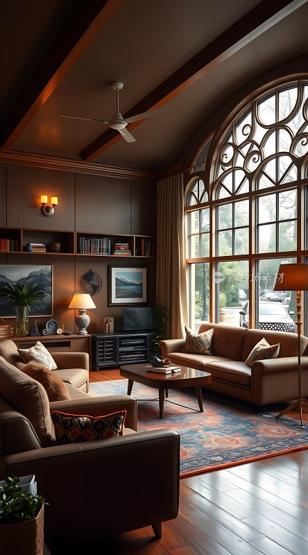 温馨客厅舒适沙发精美地毯自然光线宁静生活