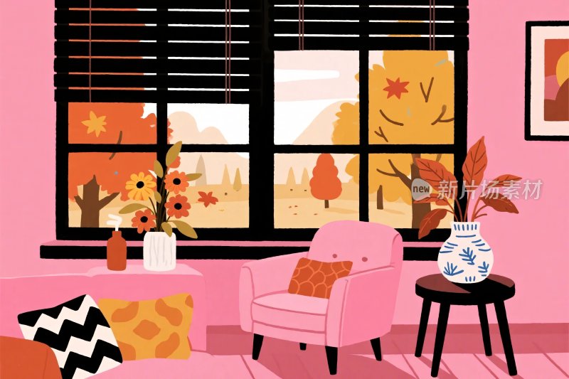温馨室内插画场景