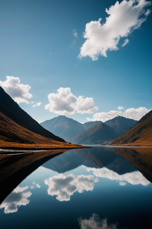 大片水域山脉高清风景图片