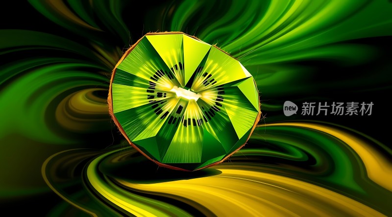 绿色漩涡中的奇异果