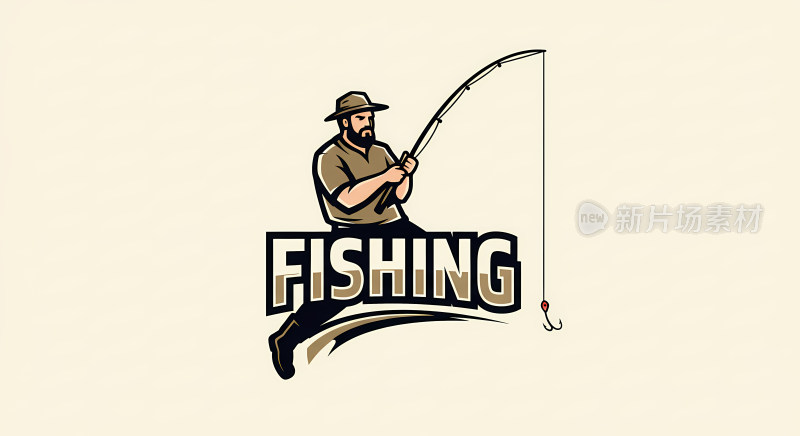 钓鱼标志插画