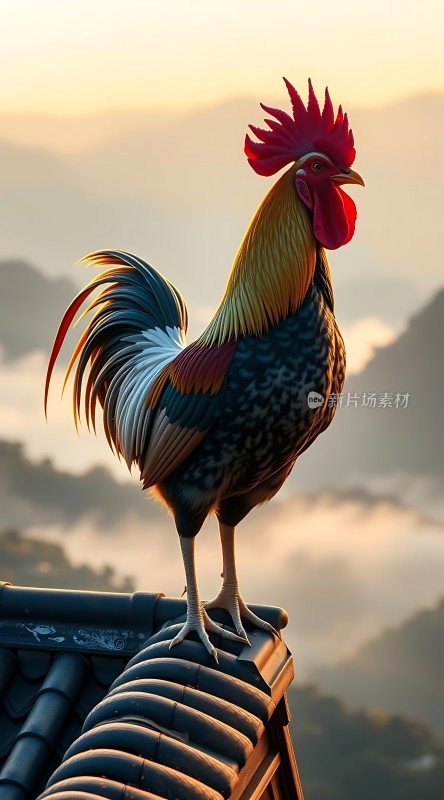 晨光中的雄鸡