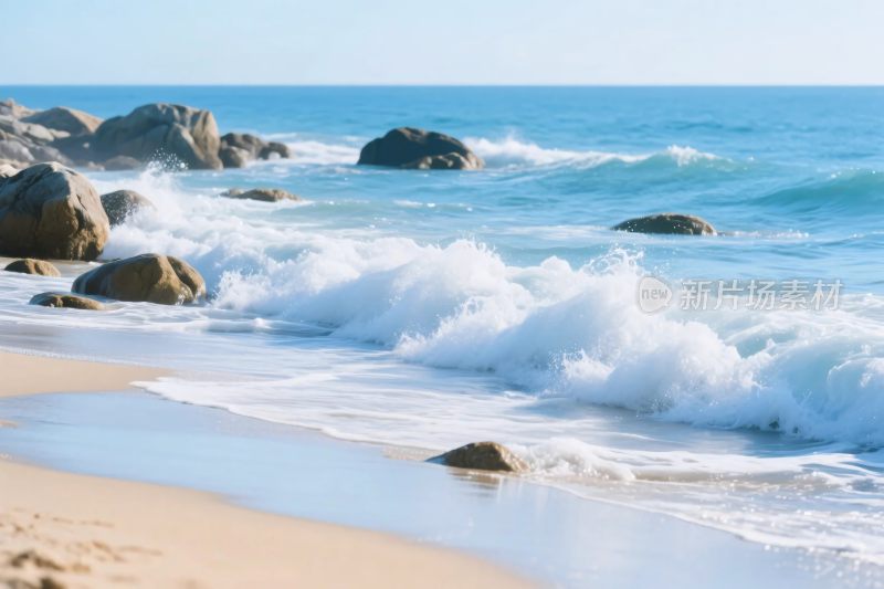 海滩海浪岩石风景