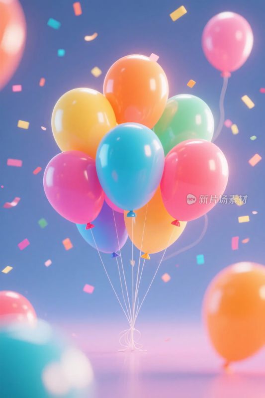 彩色气球庆祝场景插画