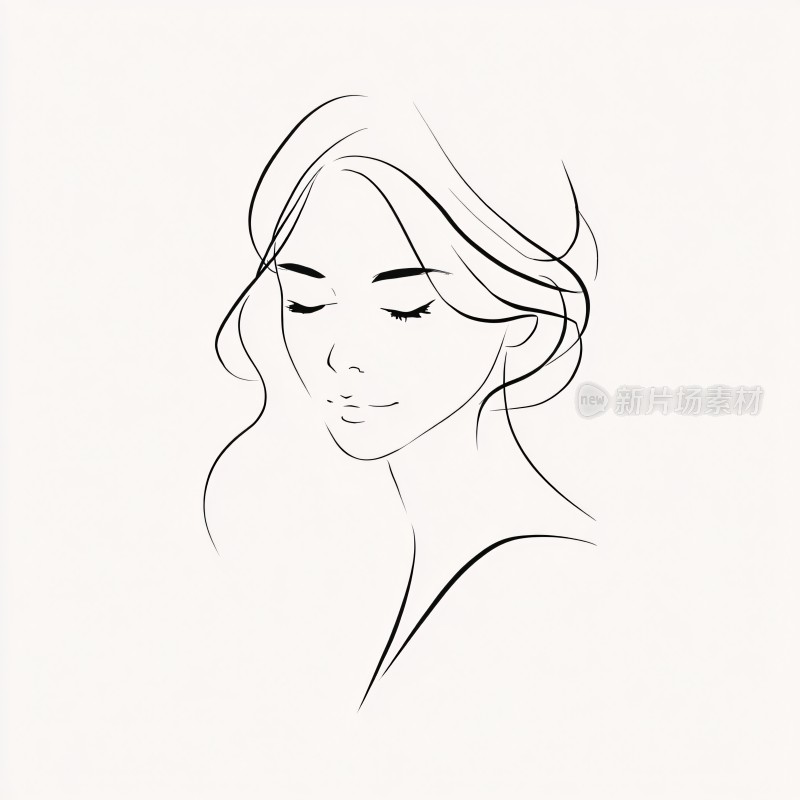线条勾勒的女性头像