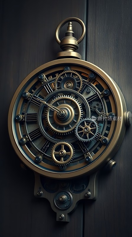 古铜色齿轮时钟