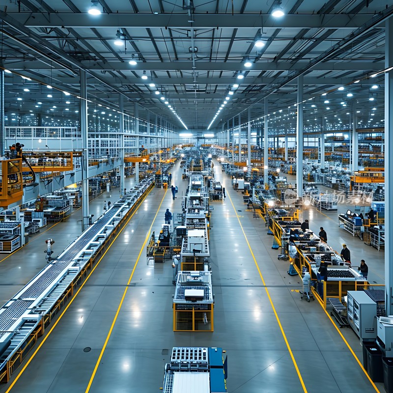 现代工厂生产线全景图