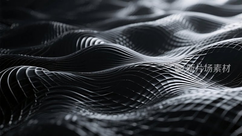 黑白波浪线条艺术图