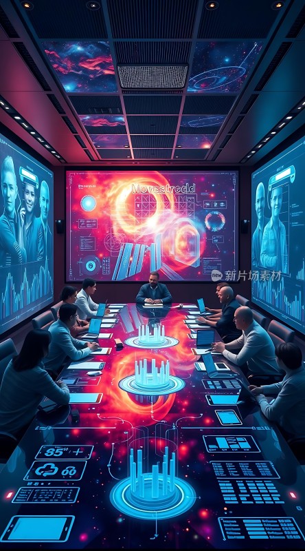 未来科技会议智能会议室里的头脑风暴