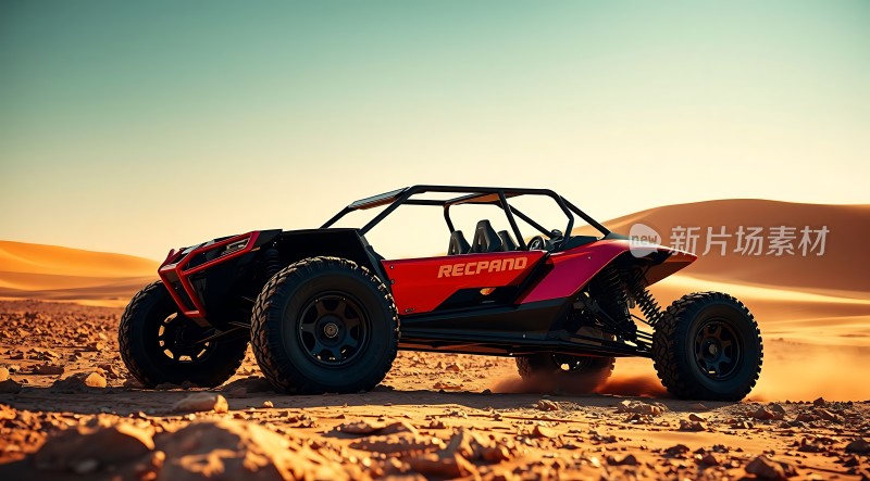 红色越野车驰骋沙漠