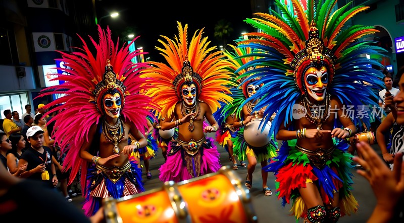 狂欢节上的彩色表演者