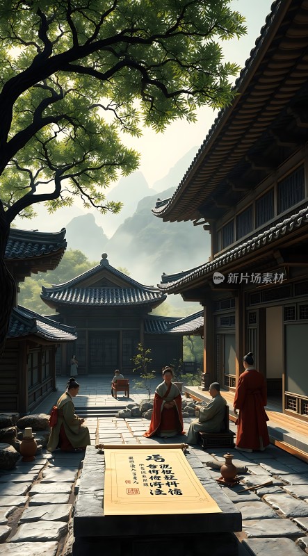 古风庭院书卷会友