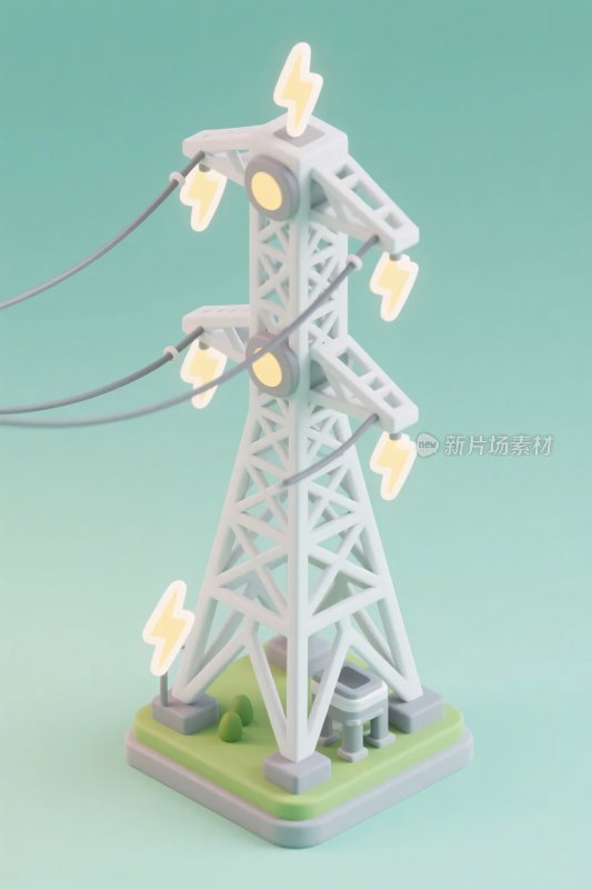 电力塔卡通插画