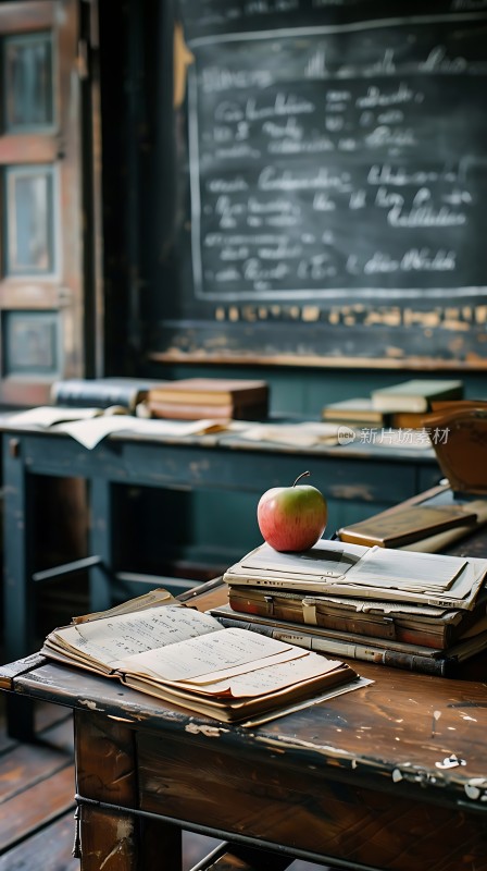 教室里的苹果与书本