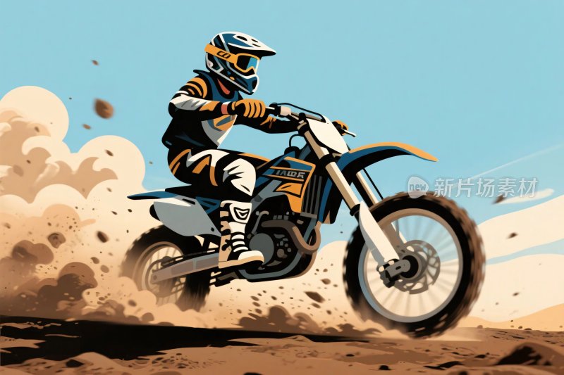 越野摩托车手驰骋瞬间