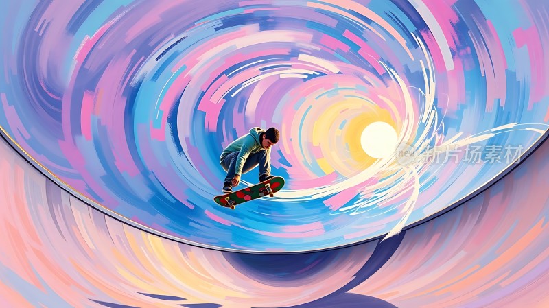 滑板少年穿越时空隧道