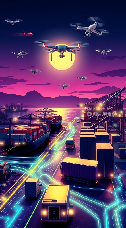 未来物流无人机与卡车协同作业