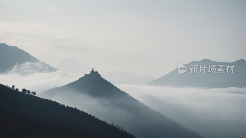 一座山上面有几棵树高清风景图片