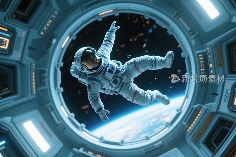 太空舱内宇航员太空行走