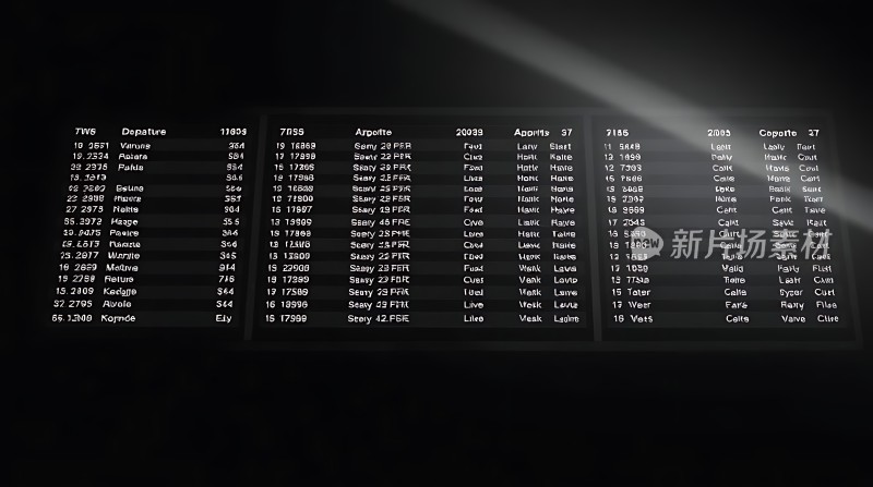 机场航班信息显示屏上的航班时刻表