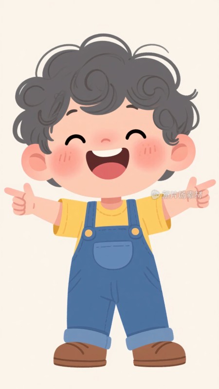 开心小男孩插画形象