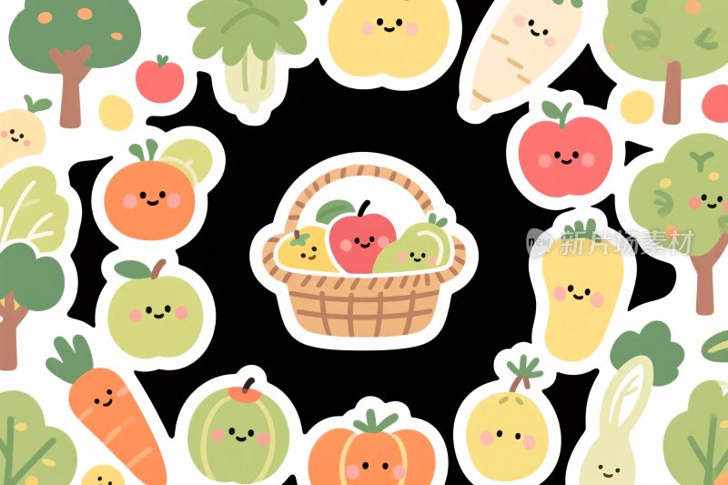 卡通蔬菜水果插画图案