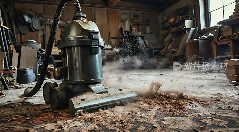 车间里的吸尘器正在清理木屑