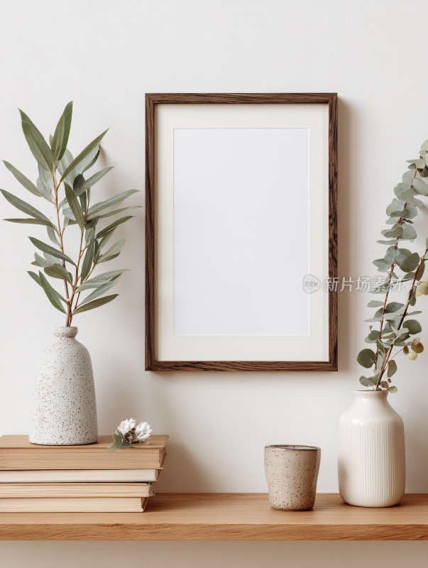 简约风墙面装饰与绿植摆件