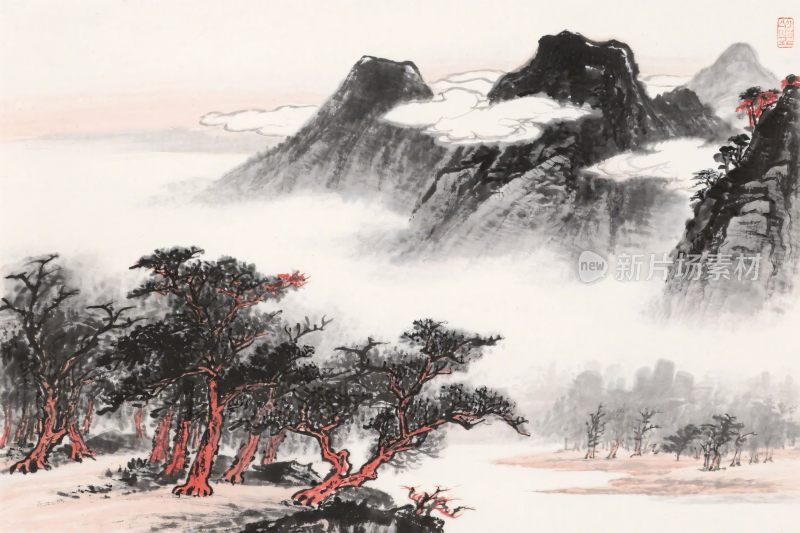 中国传统山水水墨画