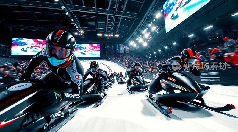 冰上竞速赛运动员奋勇争先！