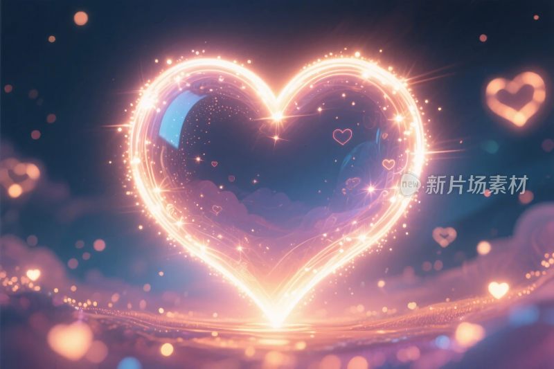 梦幻爱心光效插画