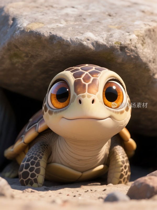 可爱小海龟探出头