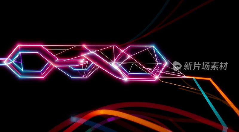 新片场素材炫彩几何线条交织