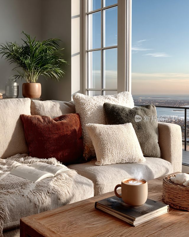 窗边舒适沙发客厅温馨一角