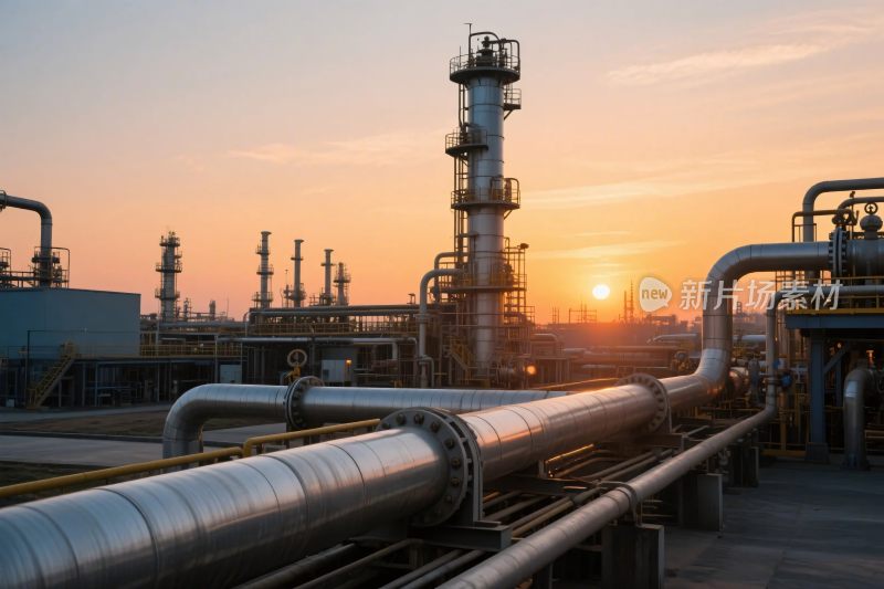 工业设施黄昏场景