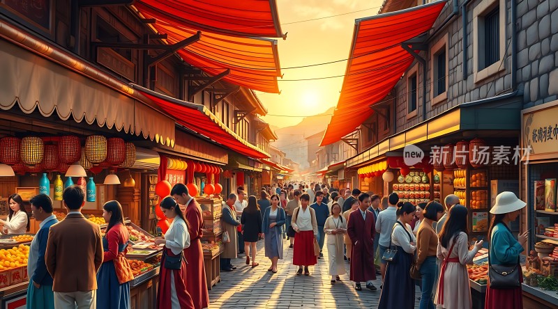 繁华市集热闹非凡