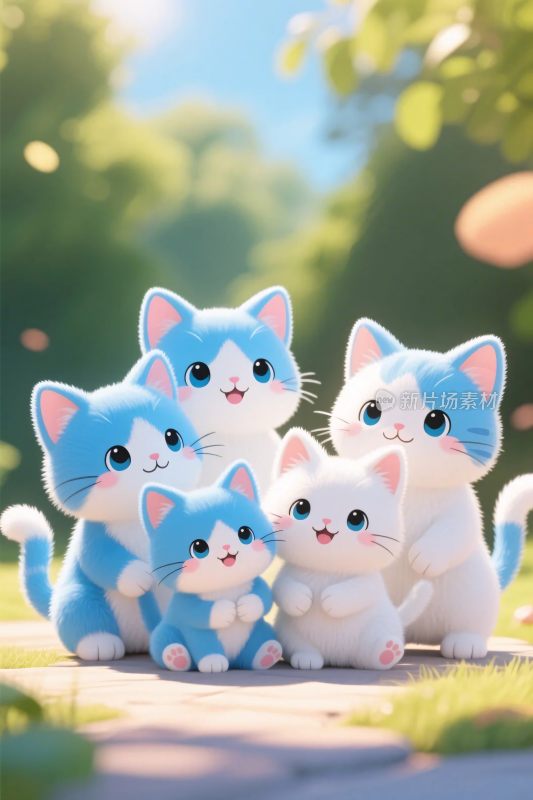 卡通猫咪群体插画
