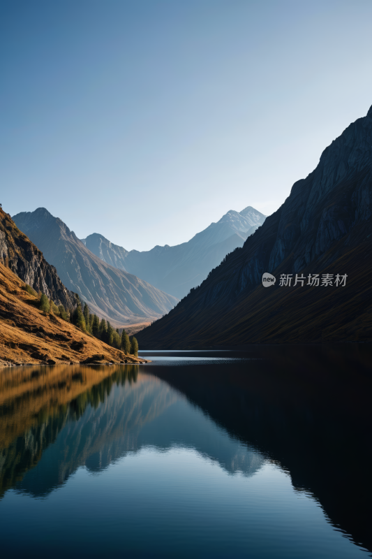 山倒映在湖的静水中高清风景图片